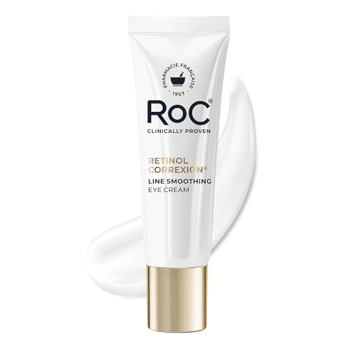 RoC Retinol Correxion Line Smoothing Eye Cream, Anti Aging Under Eye Moisturizer for Fine Lines & Puffiness, Gentle & Hydrating for Delicate Eye Skin, Brighten & Hydrate (Packaging May Vary) - 0.5 oz