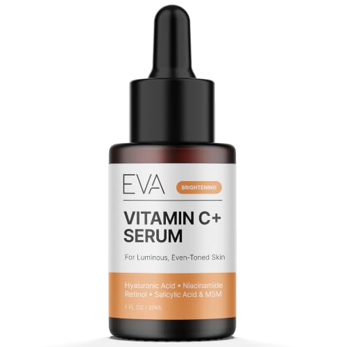 Eva Naturals Vitamin C Serum for Face – Anti Aging Dark Spot Remover & Corrector with Retinol, Hyaluronic Acid, Niacinamide & Salicylic Acid – Brightening, 1 fl oz
