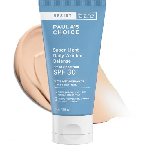 Paula's Choice RESIST SPF 30 Super-Light Daily Wrinkle Defense Tinted Sunscreen for Oil Control, Light Uneven Tone Coverage, Daily Face Sunscreen for Oily Skin, Matte Face Cream, UVA/UVB Protection