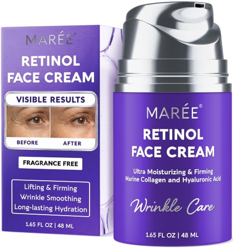 MAREE Face Moisturizer – Retinol Face Cream for Women Moisturizing with Collagen & Hyaluronic Acid – Day & Night Anti-Aging Facial Wrinkle DD Cream Moisturizer for Dry Skin – Crema Para la Cara