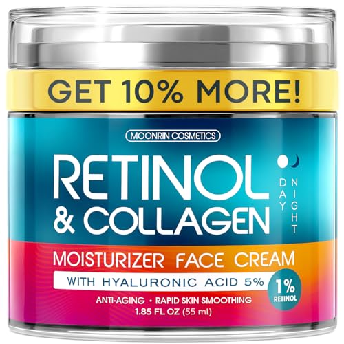 Retinol Face Cream - Anti Aging Moisturizer, Wrinkle & Collagen Skin Care | Retinol Cream for Face, Anti Aging Moisturizer with Collagen & Hyaluronic Acid, Wrinkle Care for Women & Men, 1.85 Oz
