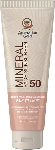 Australian Gold SPF 50 Tinted Mineral Face Sunscreen, Fair to Light, 2 — Size, capacity and configuration compared