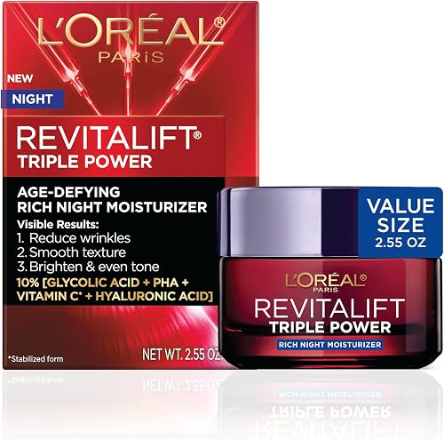 L'Oreal Paris Revitalift Triple Power Rich Night Cream, Anti Aging Moi — Manufacturer product photo — best luxury anti-aging face 