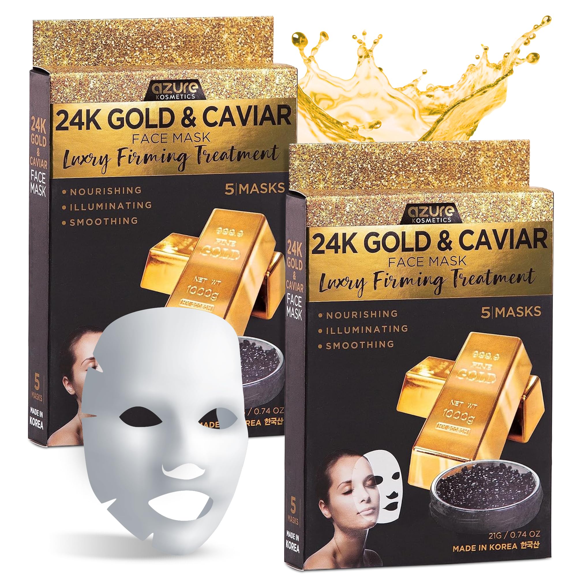 AZURE 24K Gold and Caviar Anti Aging Luxury Face Mask - Hydrating & Fi — Our recommended configuration for best results